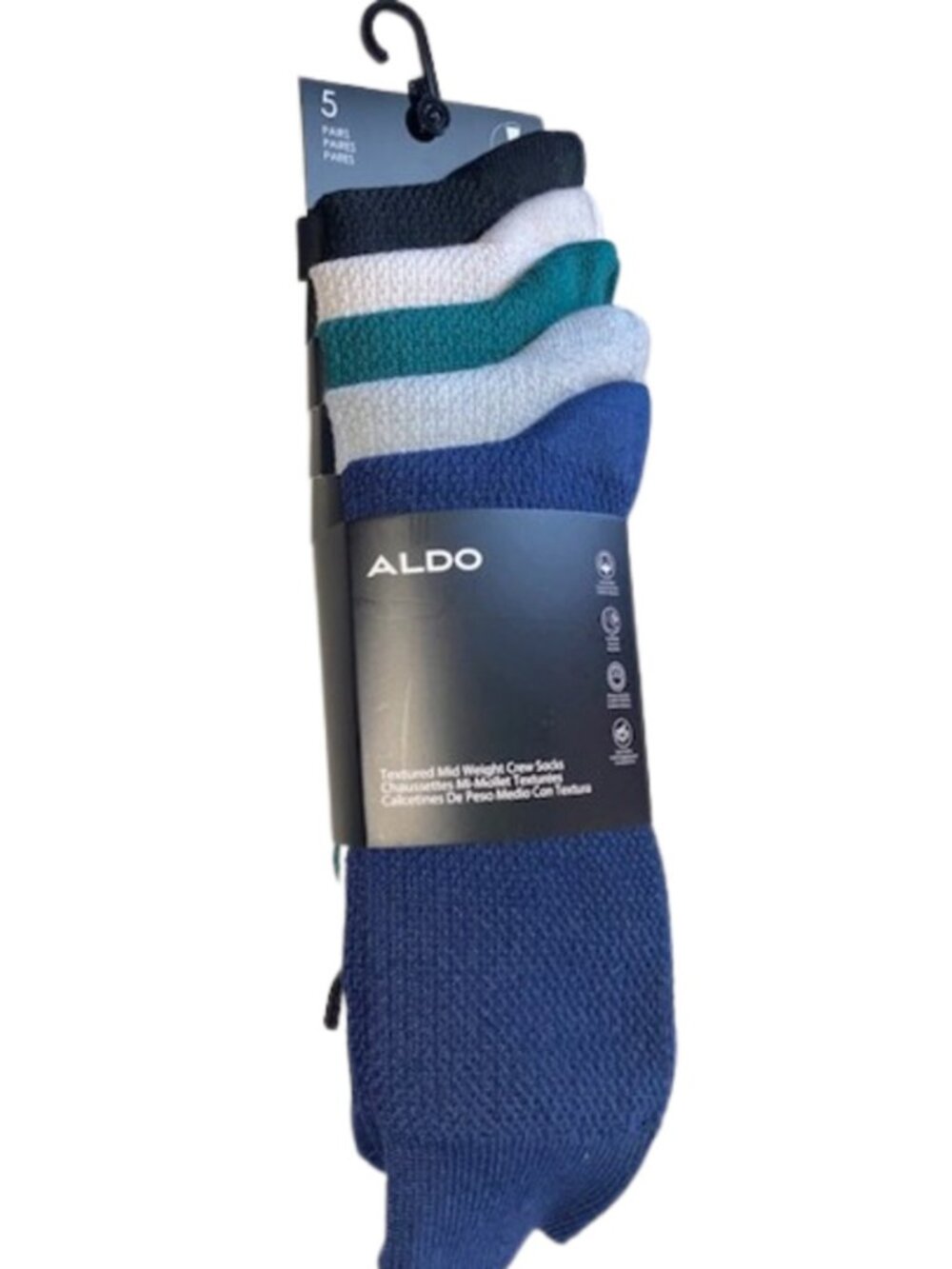 Aldo 5 Pair Textured Mid Weight Men's Crew Socks